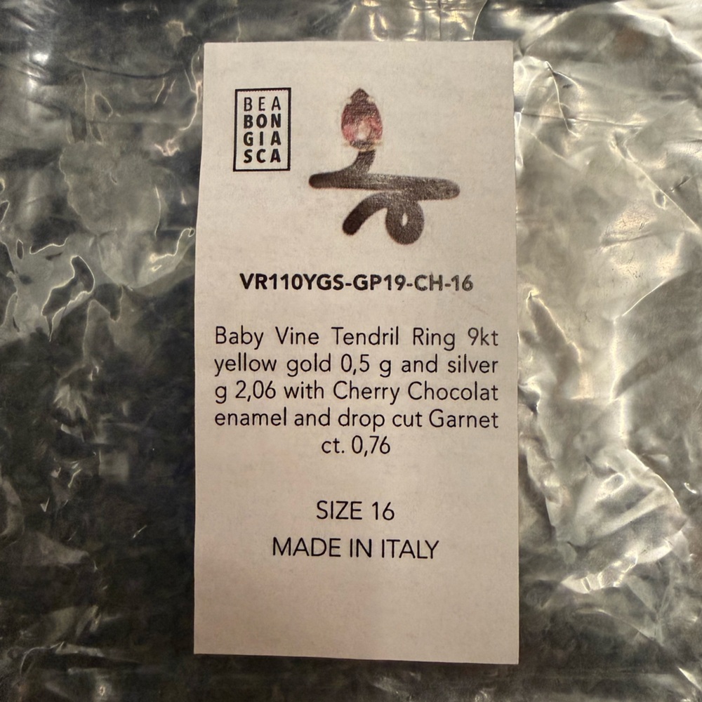 Bea Bongiasca Baby Vine Ring in Cherry Chocolate with Drop Cut Garnet - Picture 9 of 9